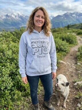 Gildan Gray 'Alaska Potbelly Pig Rescue' Hoodie